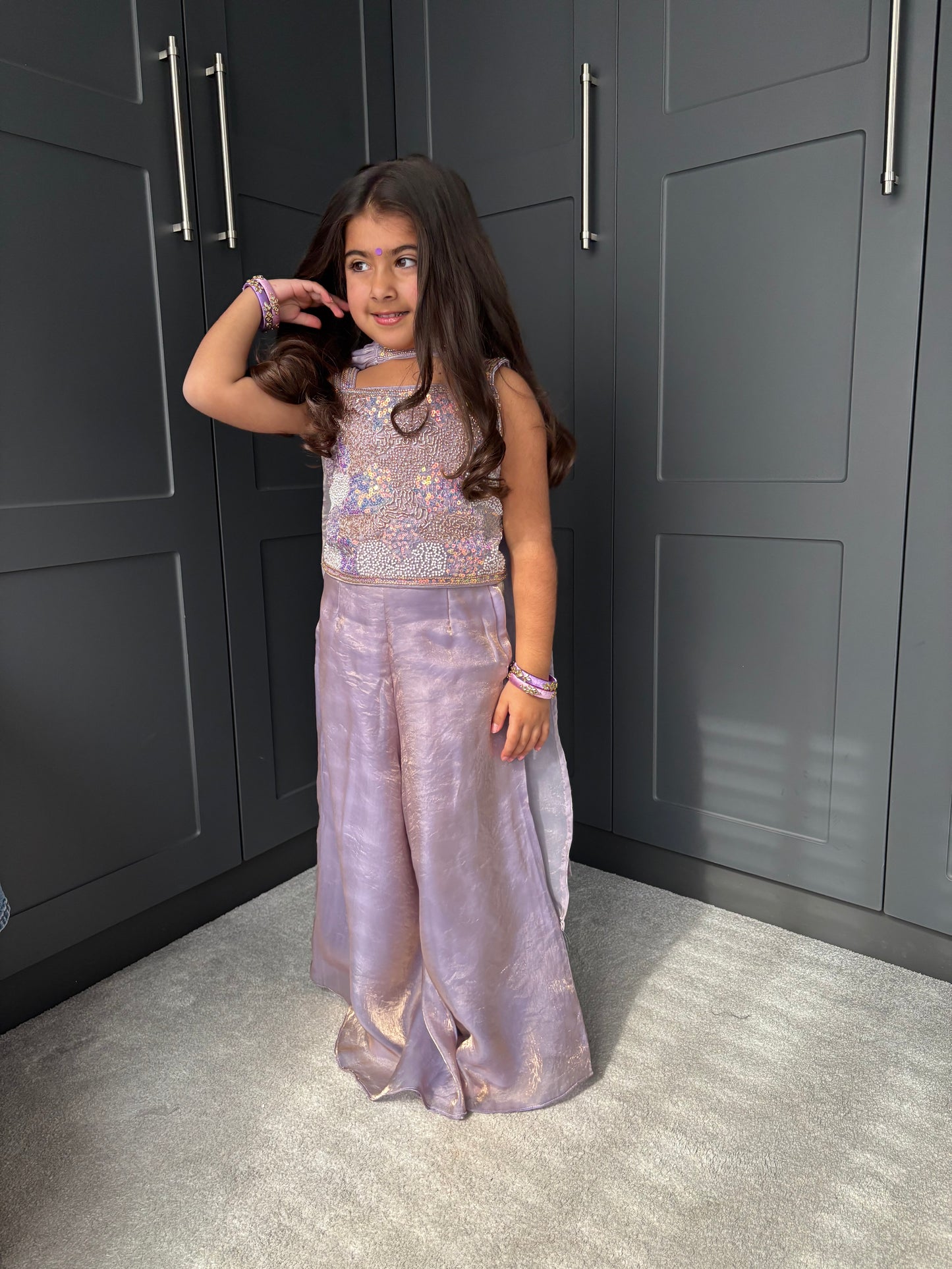 Lilac Embellished Palazzo Suit
