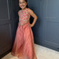 Coral Floral Pearl Palazzo Suit