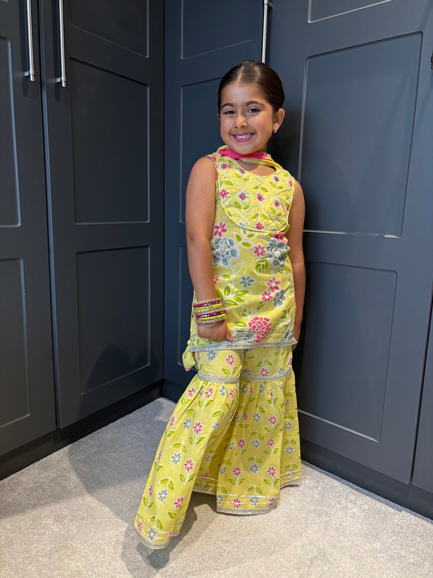 Lime Garden Party Sharara Suit