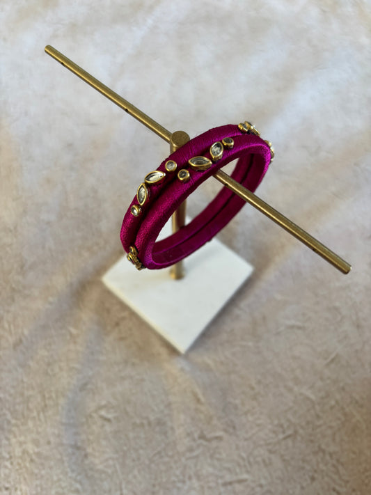 Slim Embellished Bangle (Magenta)