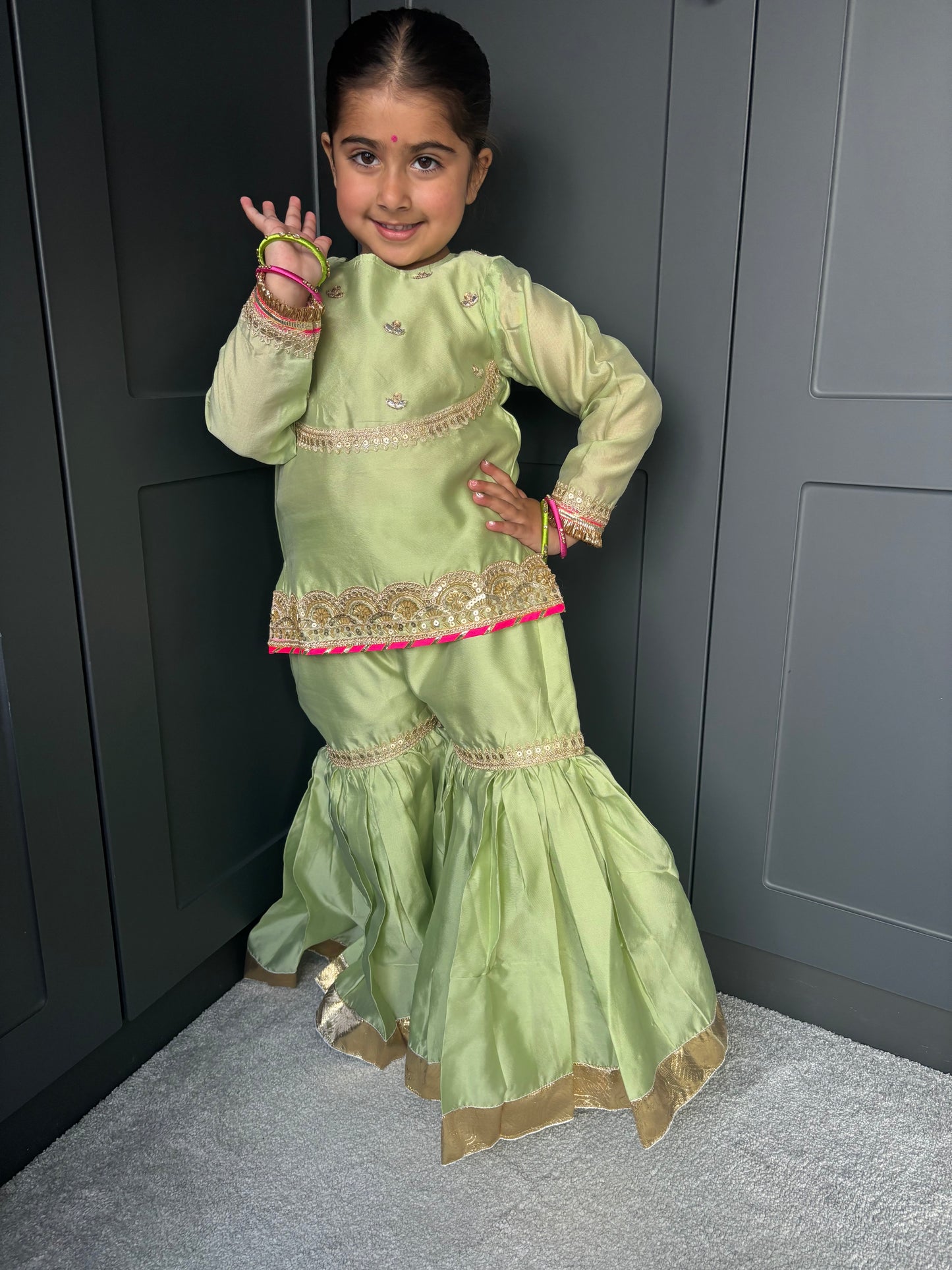 Formal Mint Green Sharara Set
