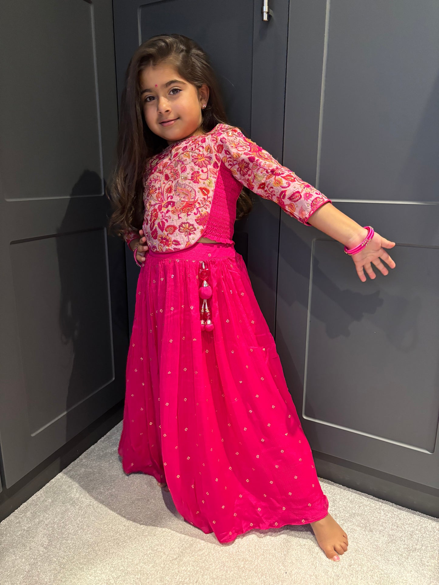 Fuscia Pink Partywear Lengha Set