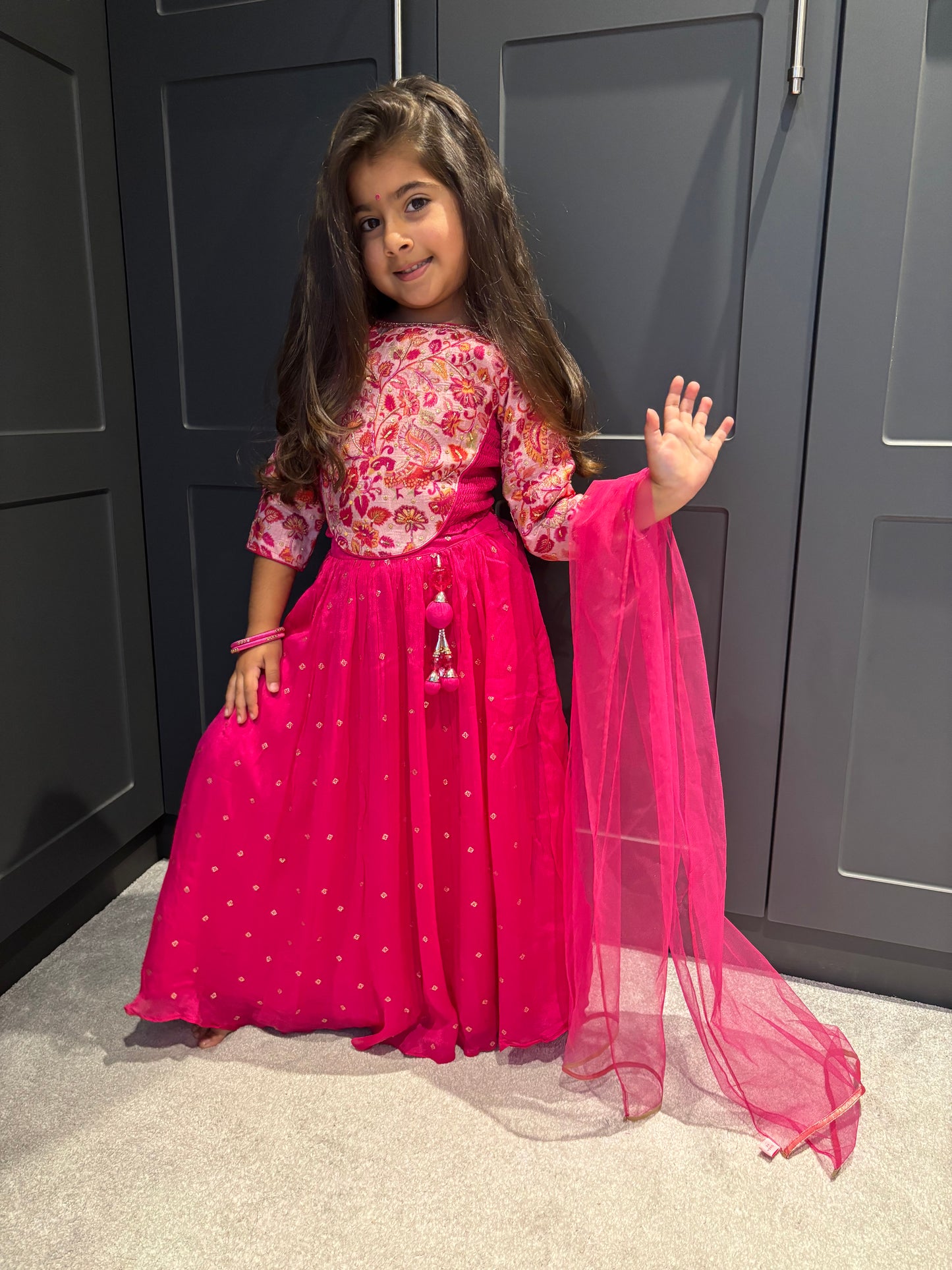 Fuscia Pink Partywear Lengha Set