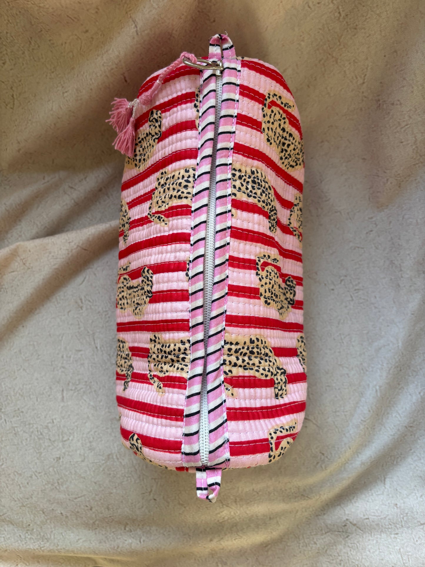 Pink/Red Striped Multi-Purposs Bag