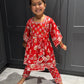 Red Floral Trouser Suit Set