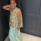 Girls Aqua Blue Embroidered Palazzo Suit | Floral Festive Ethnic Wear