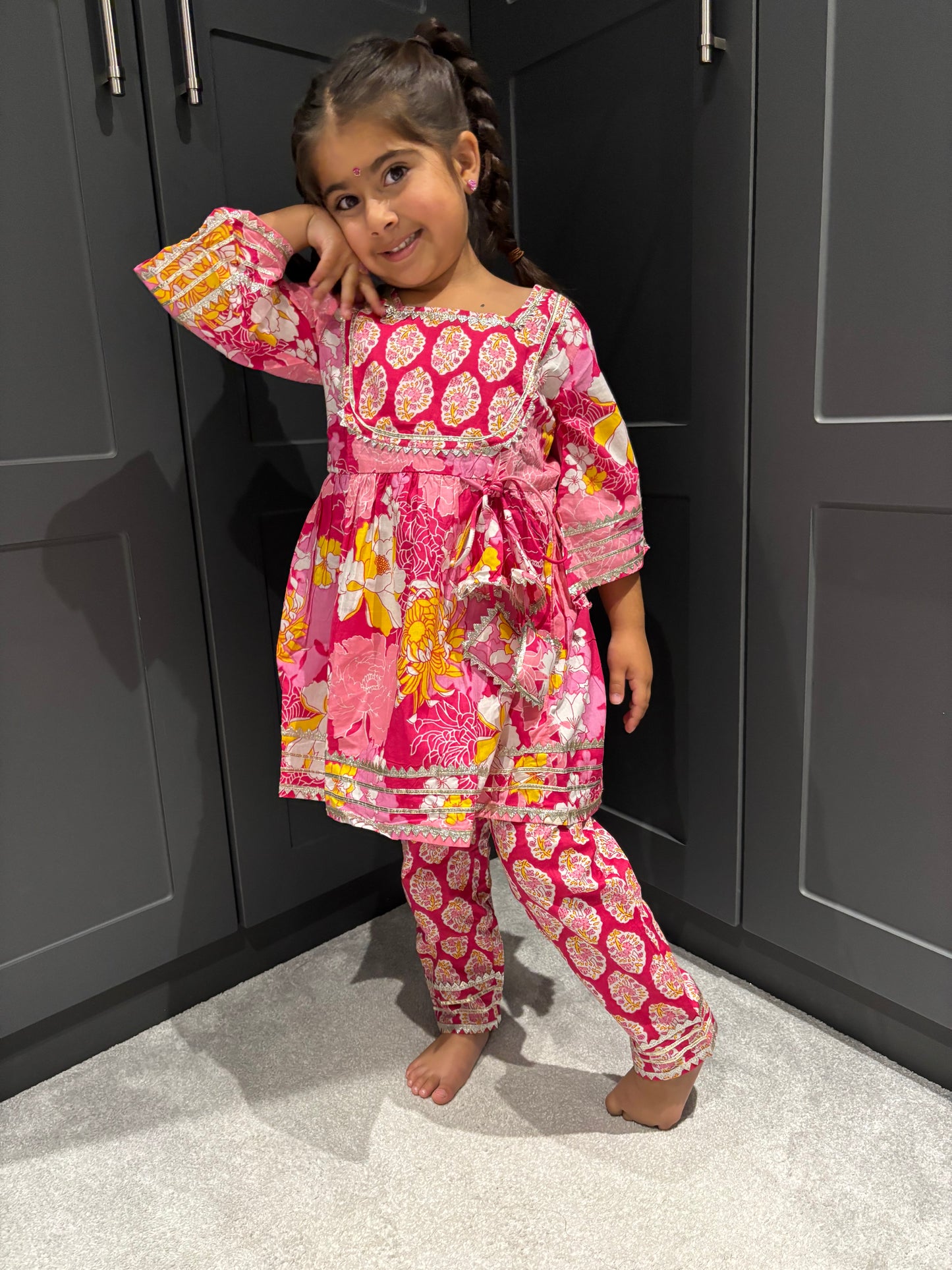 Pink Floral Trouser Suit Set