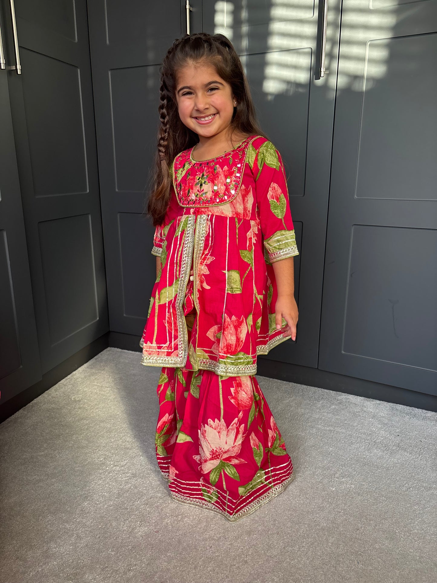 Rani Pink Floral Sharara Suit