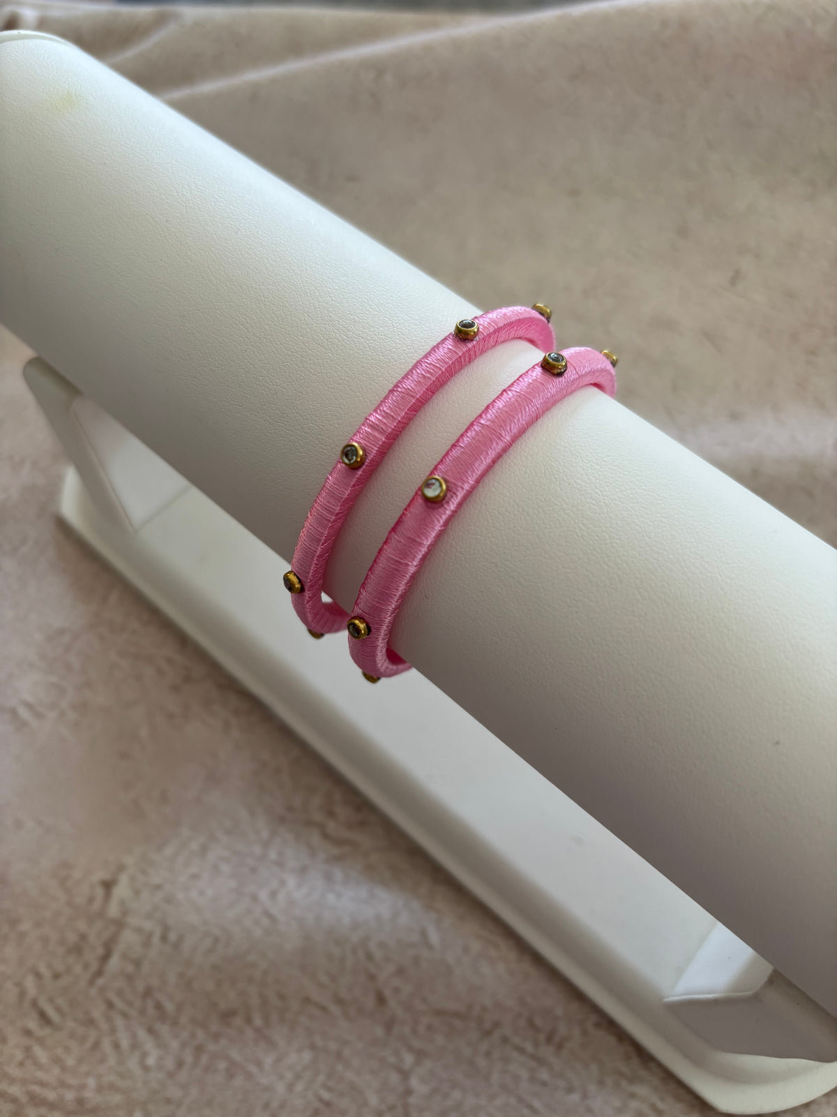 Slim Embellished Bangle (Baby Pink)