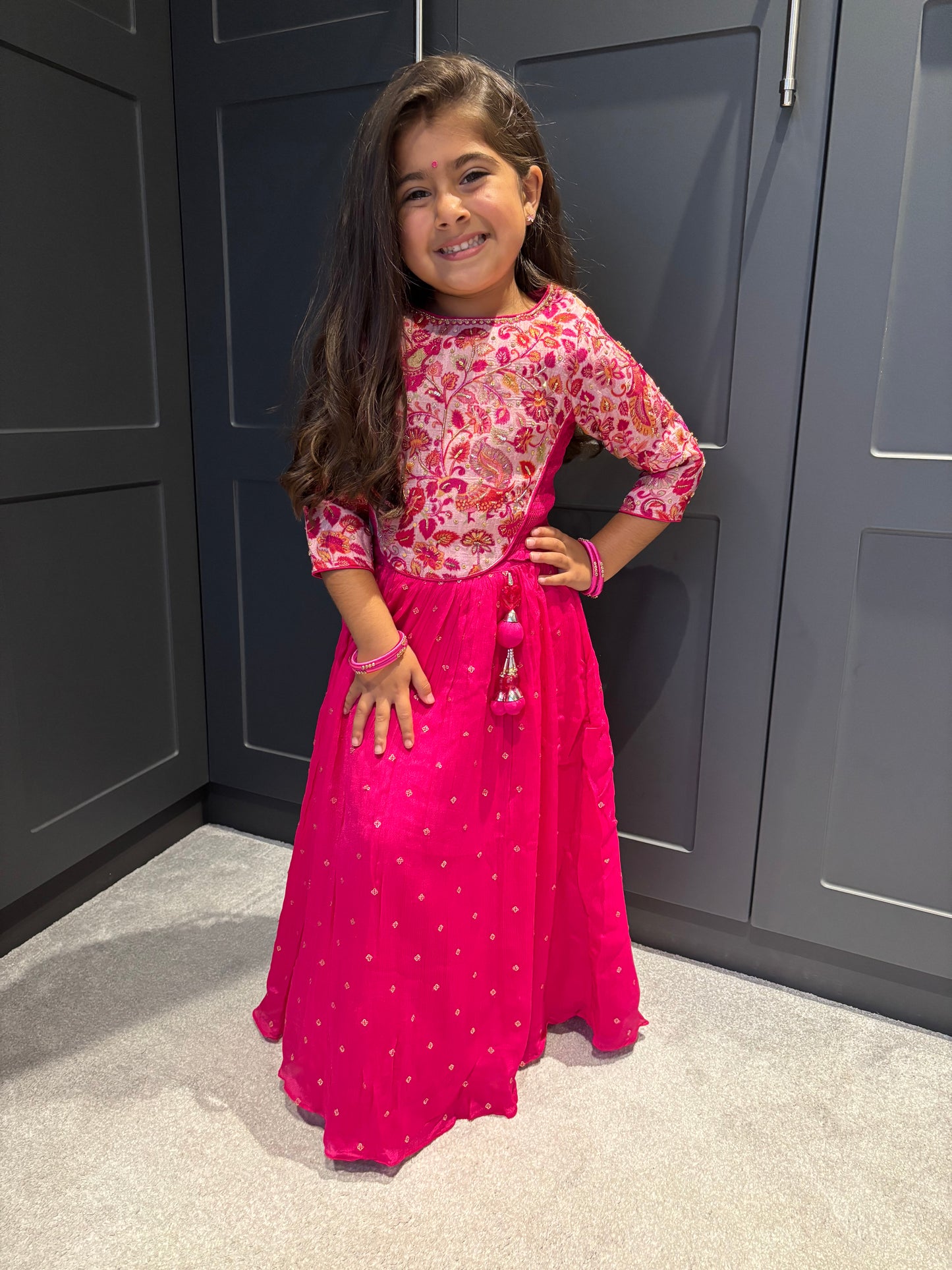Fuscia Pink Partywear Lengha Set