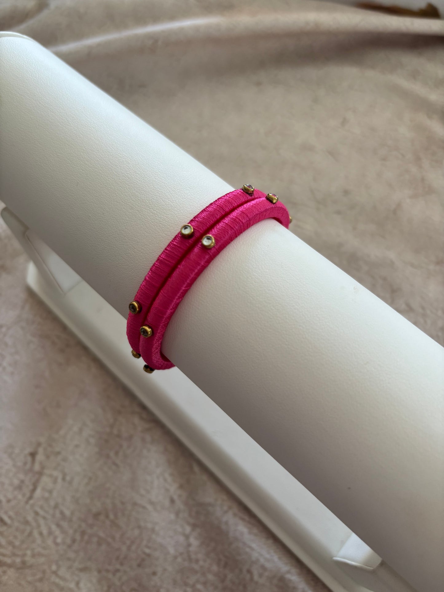 Slim Embellished Bangle (Barbie Pink)