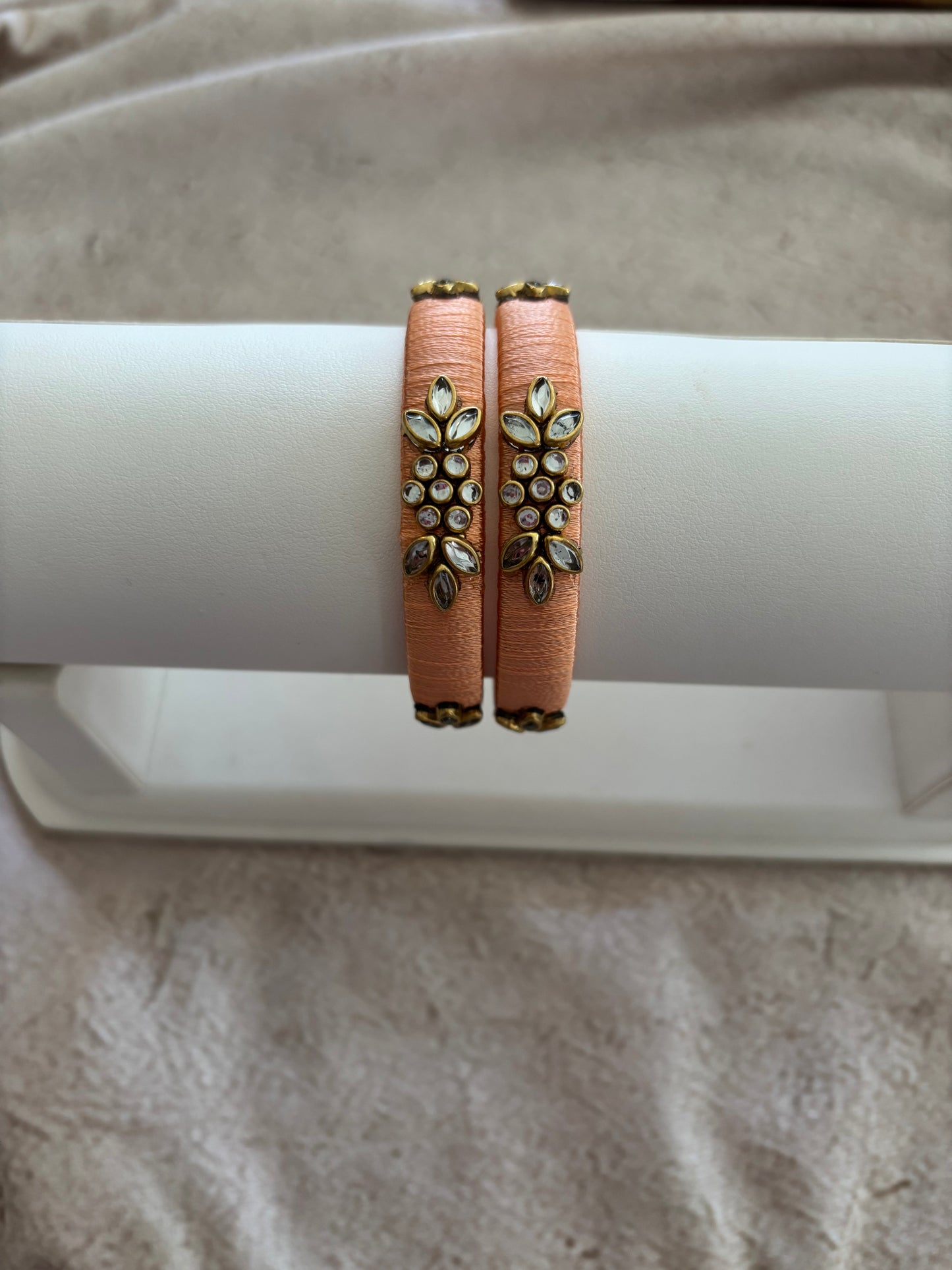 Peach Embellished Bangle