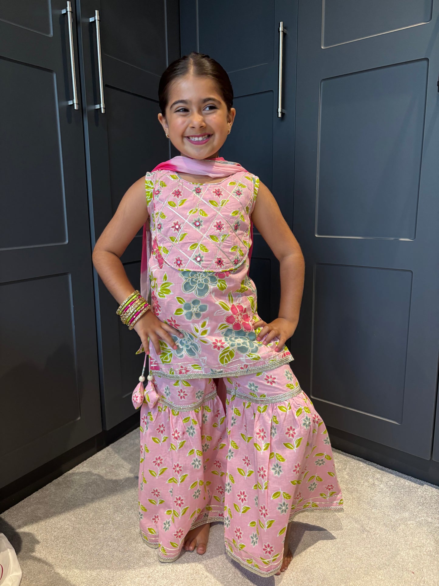 Pink Garden Party Sharara Suit