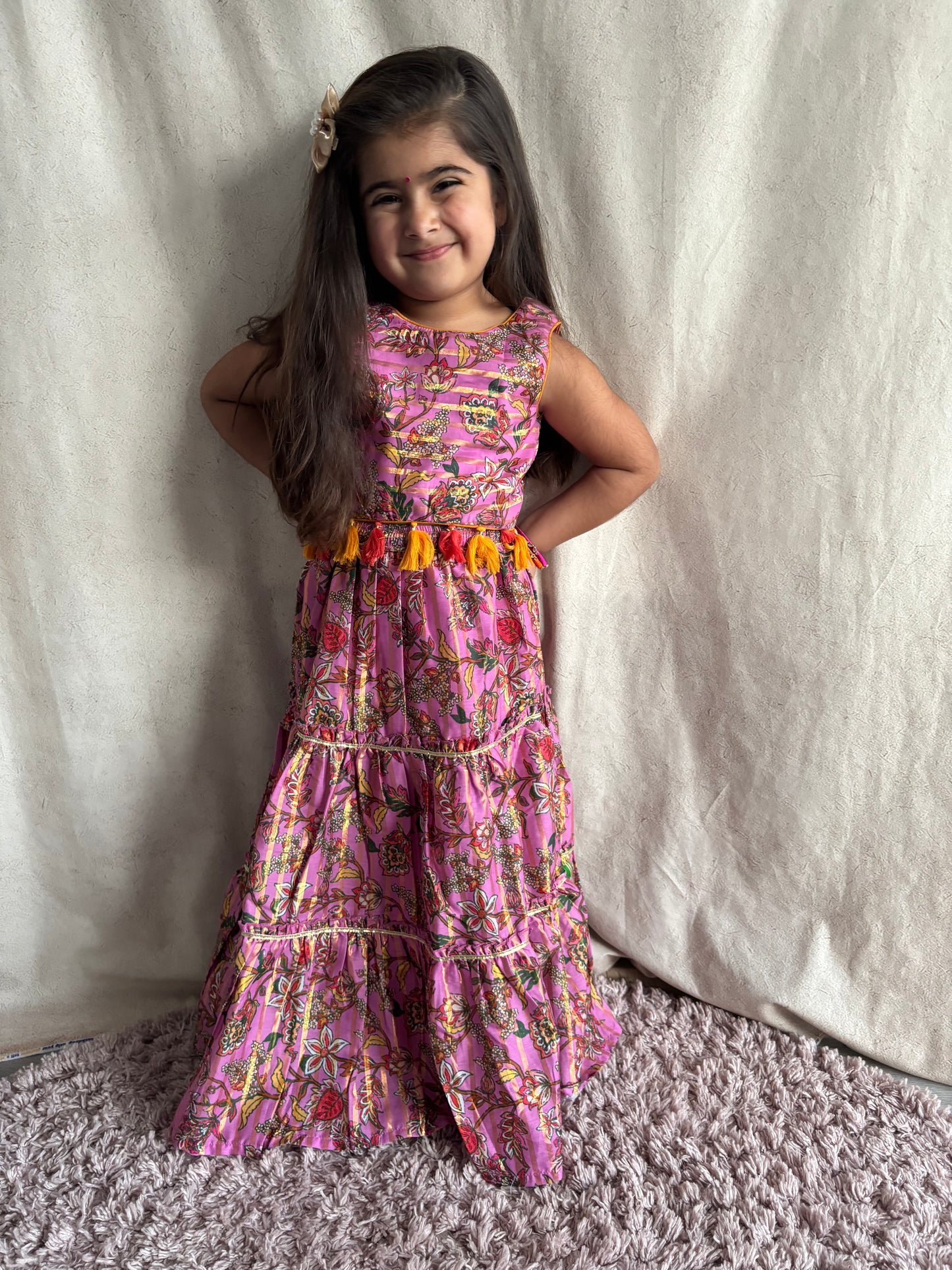 Paisley Pink Tassle Lengha