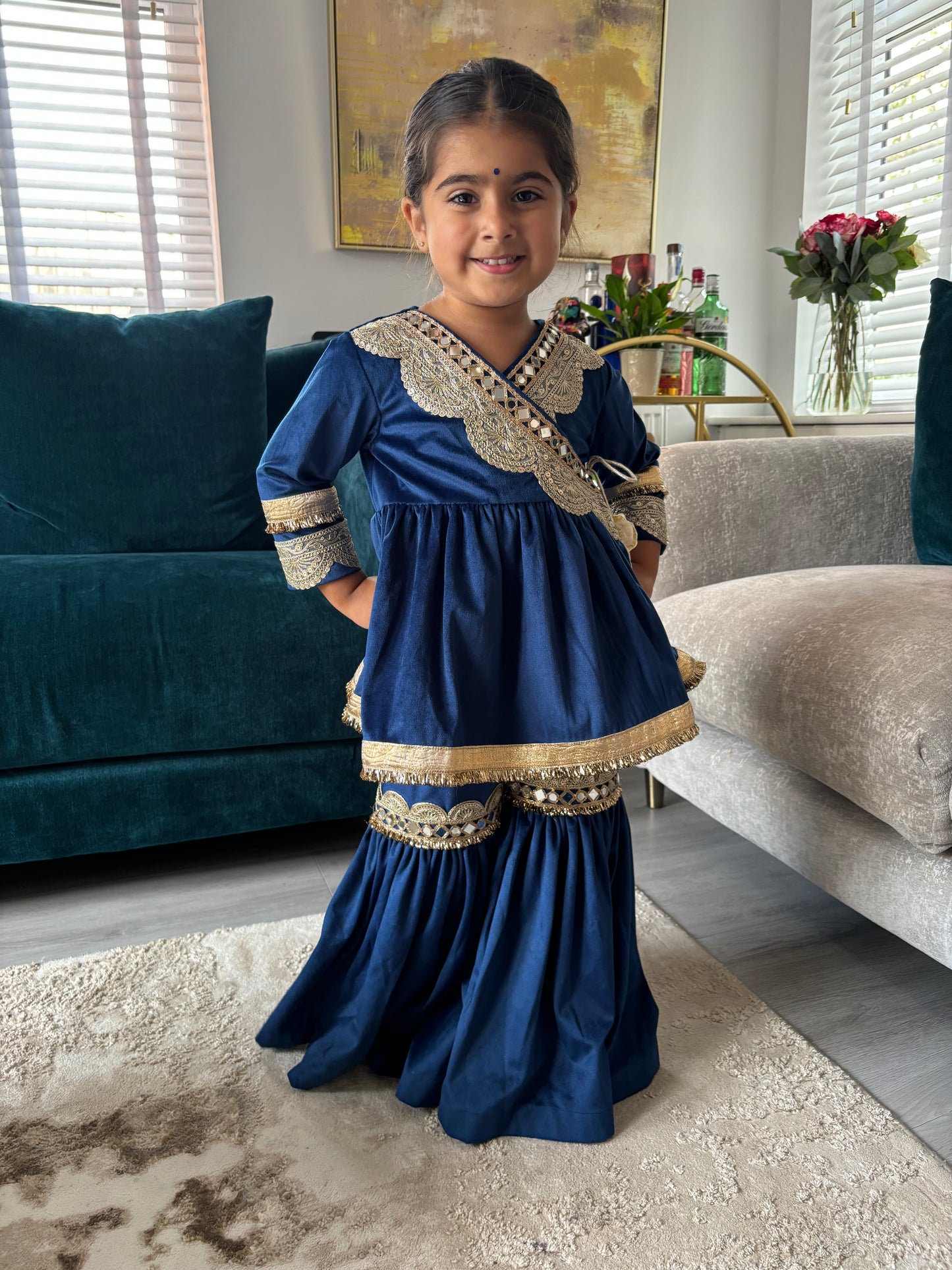 Mini Mama Velvet Sharara Set