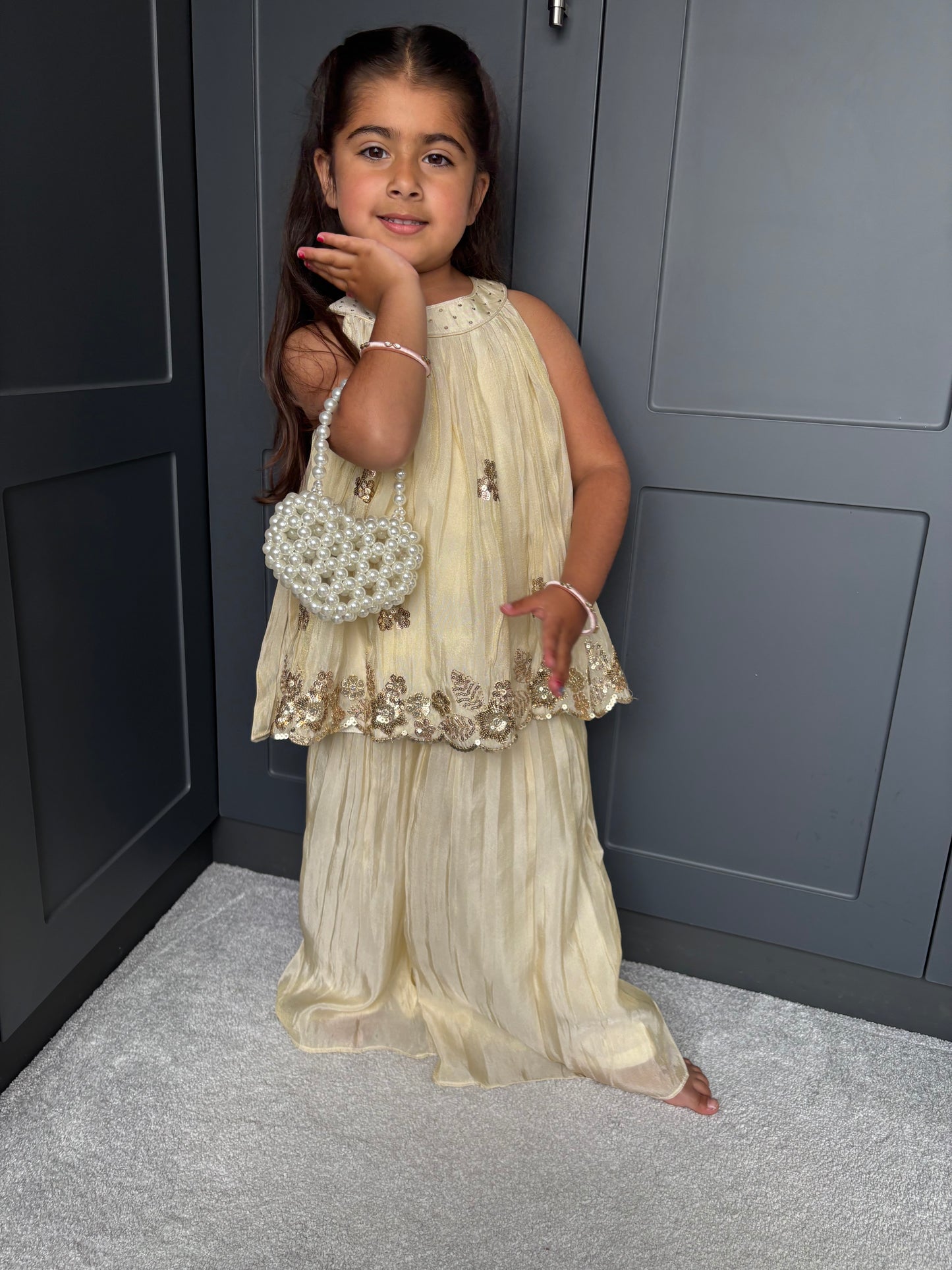 Cream & Gold Palazzo Suit