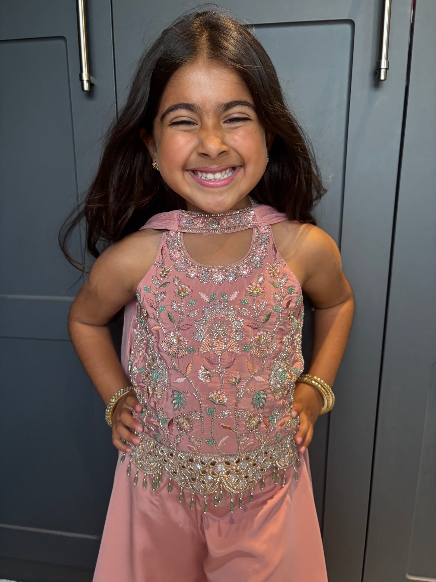 Blush Pink Embroidered Palazzo Suit