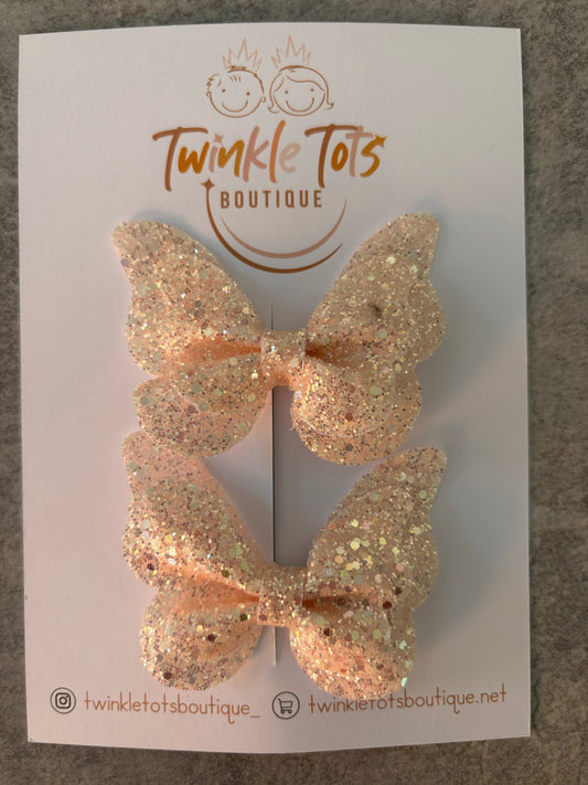 Glitter Bow Clip (Champagne)