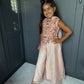 Peach Floral Pearl Palazzo Suit
