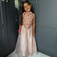Peach Floral Pearl Palazzo Suit
