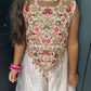 Peach Floral Pearl Palazzo Suit