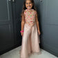 Peach Floral Pearl Palazzo Suit