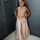 Peach Floral Pearl Palazzo Suit