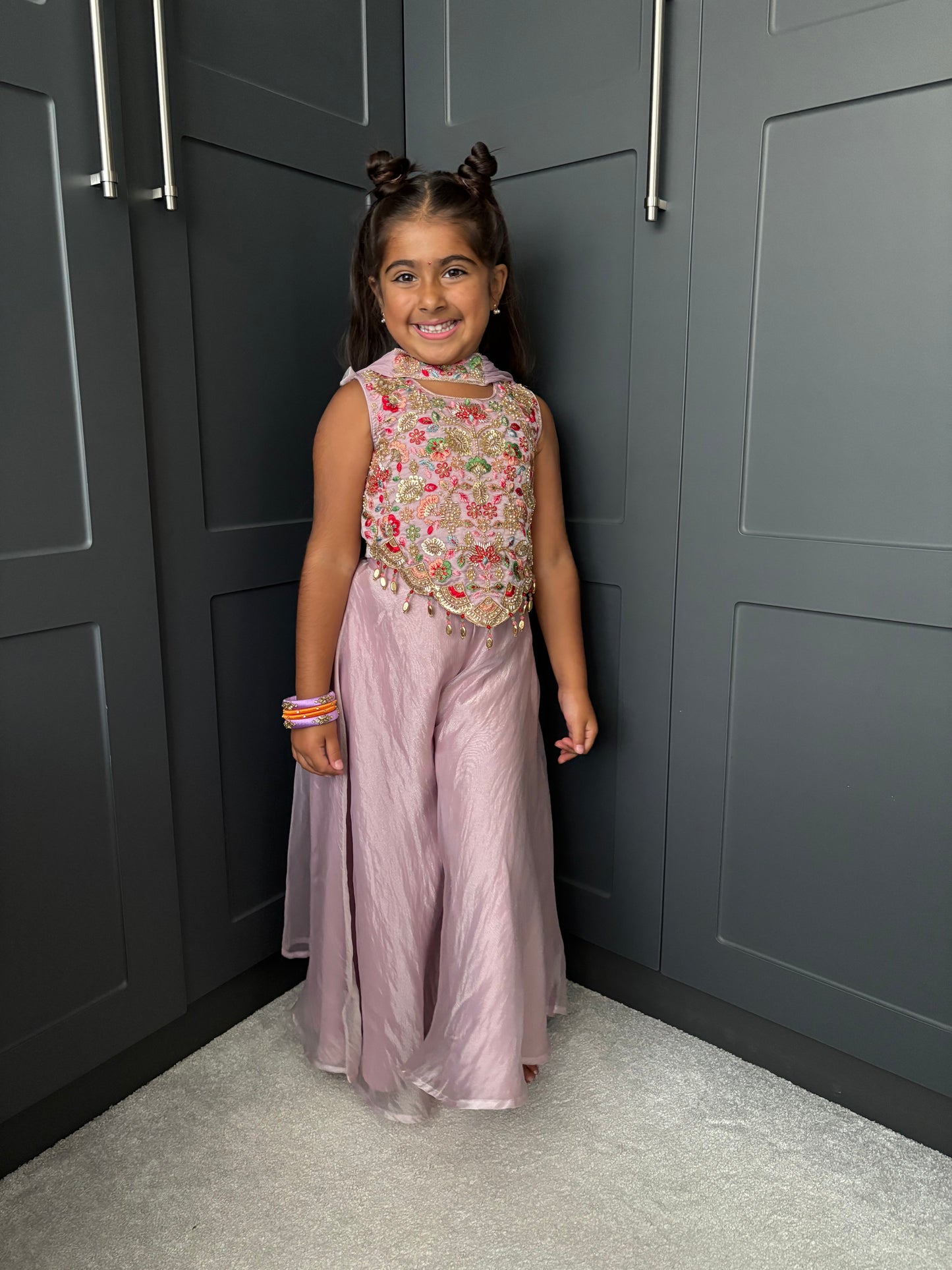 Lilac Floral Pearl Palazzo Suit