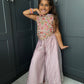 Lilac Floral Pearl Palazzo Suit