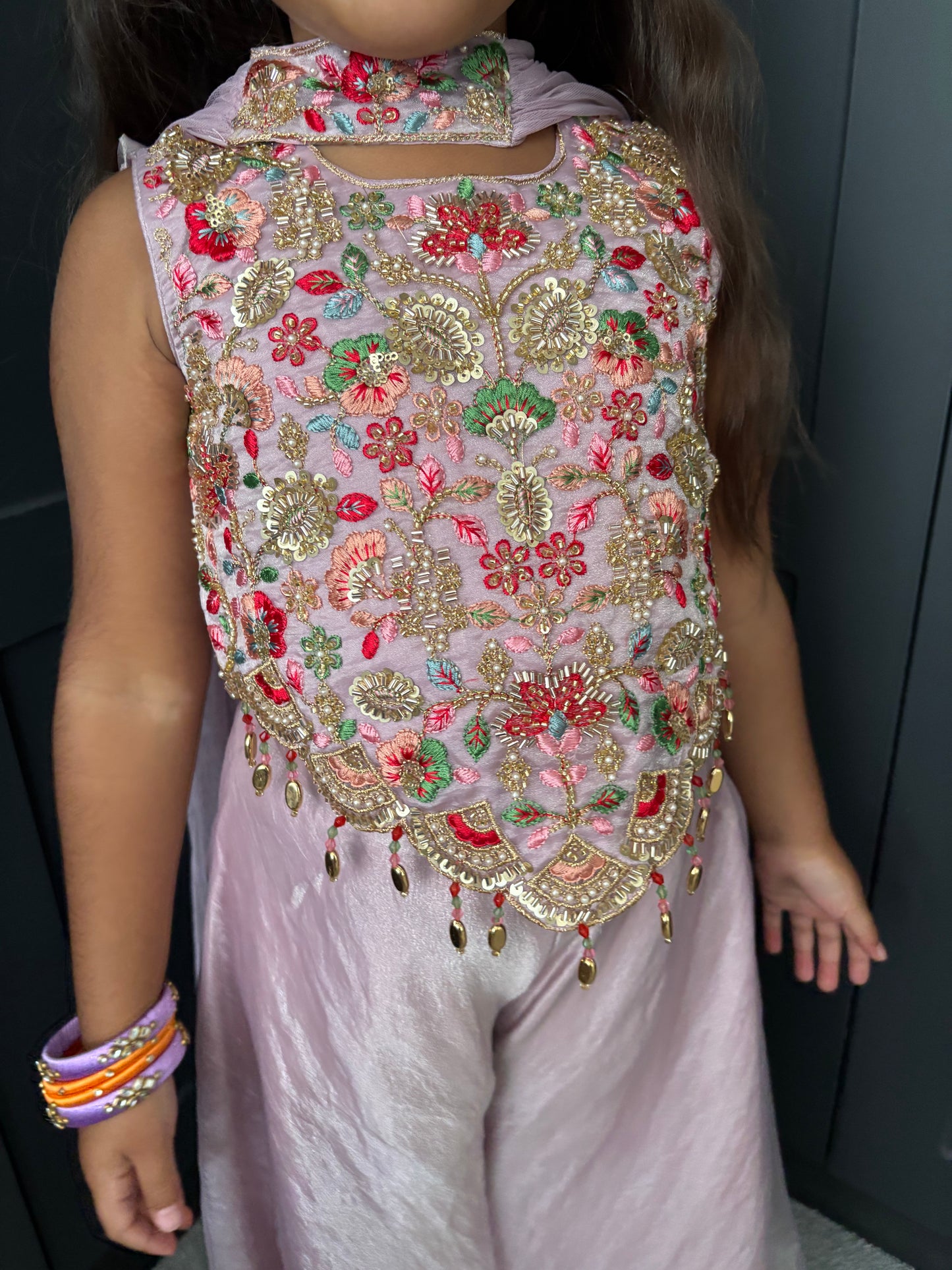 Lilac Floral Pearl Palazzo Suit