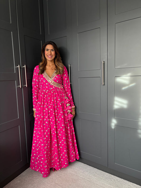 Mama Pink Festive Angrakha Suit